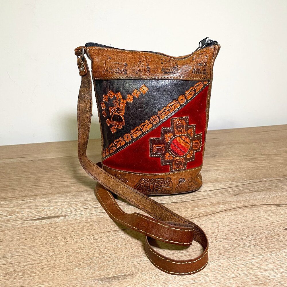 Vintage Dormeuil England Leather Suede Crossbody Bag